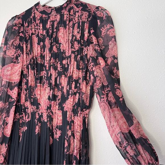 HEMANT & NANDITA Luana Pleated Long Dress in Chiffon Size XS - Picture 5 of 9